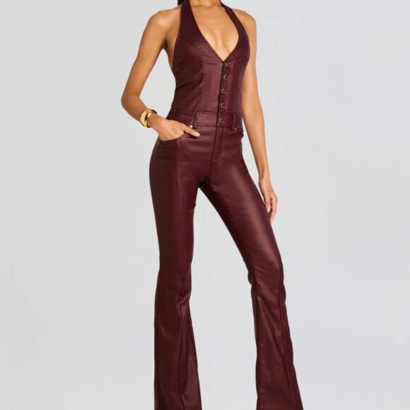 RETROFETE CYNTHIA COATED DENIM JUMPSUIT NWT SMALL - Picture 2 of 9